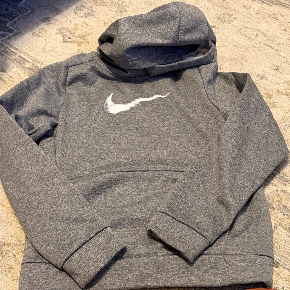 Nike Kids Gray Hoodie with White Logo